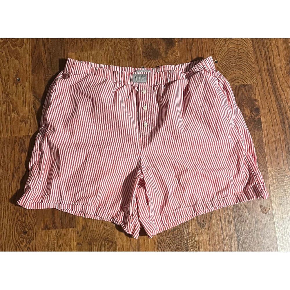 J.Crew Womens Red White Striped Cotton Poplin Pajama Lounge Shorts Size Medium